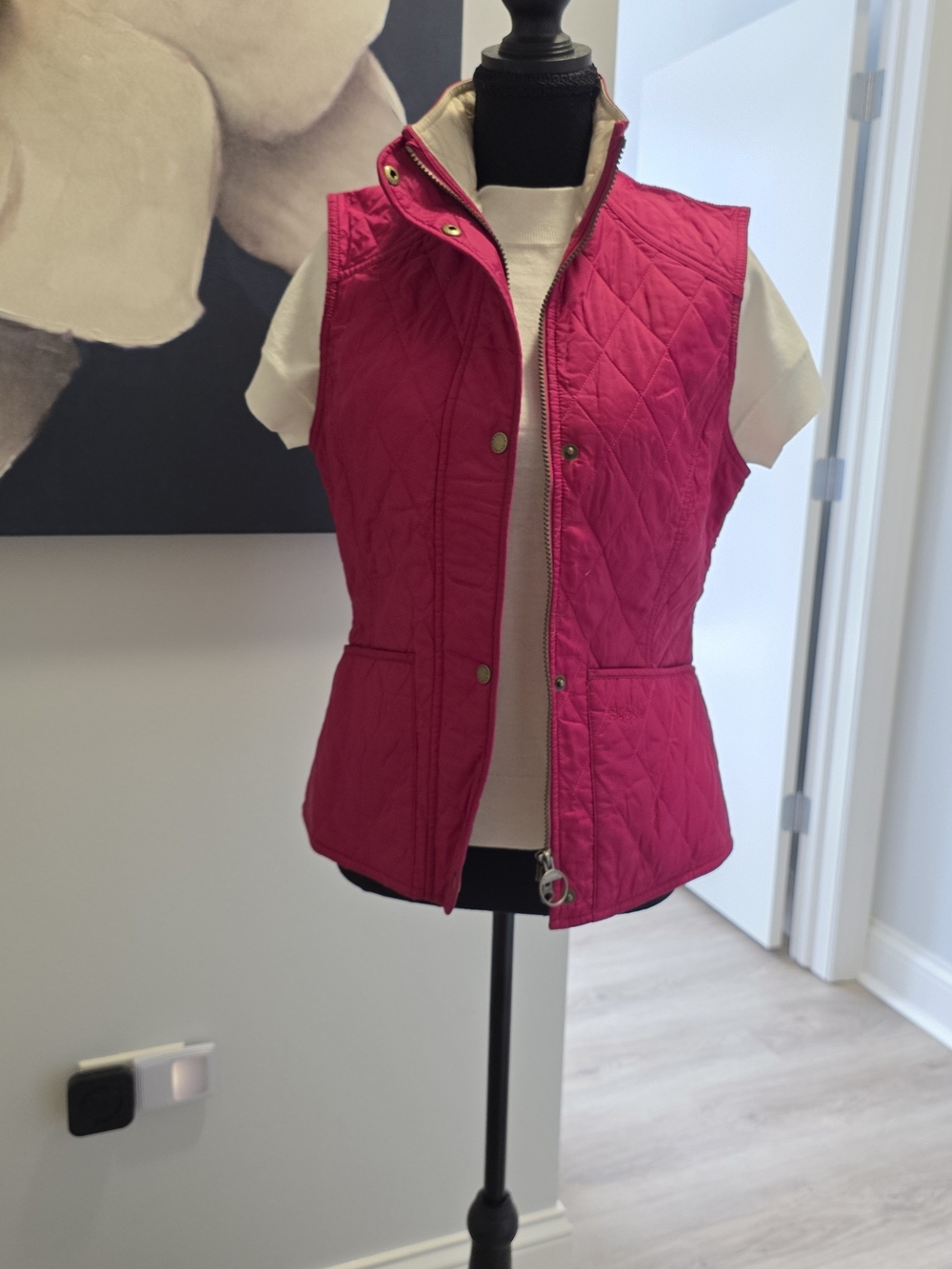 Summer Barbour Liddesdale Quilted Sleeveless Vest in Bright Pink